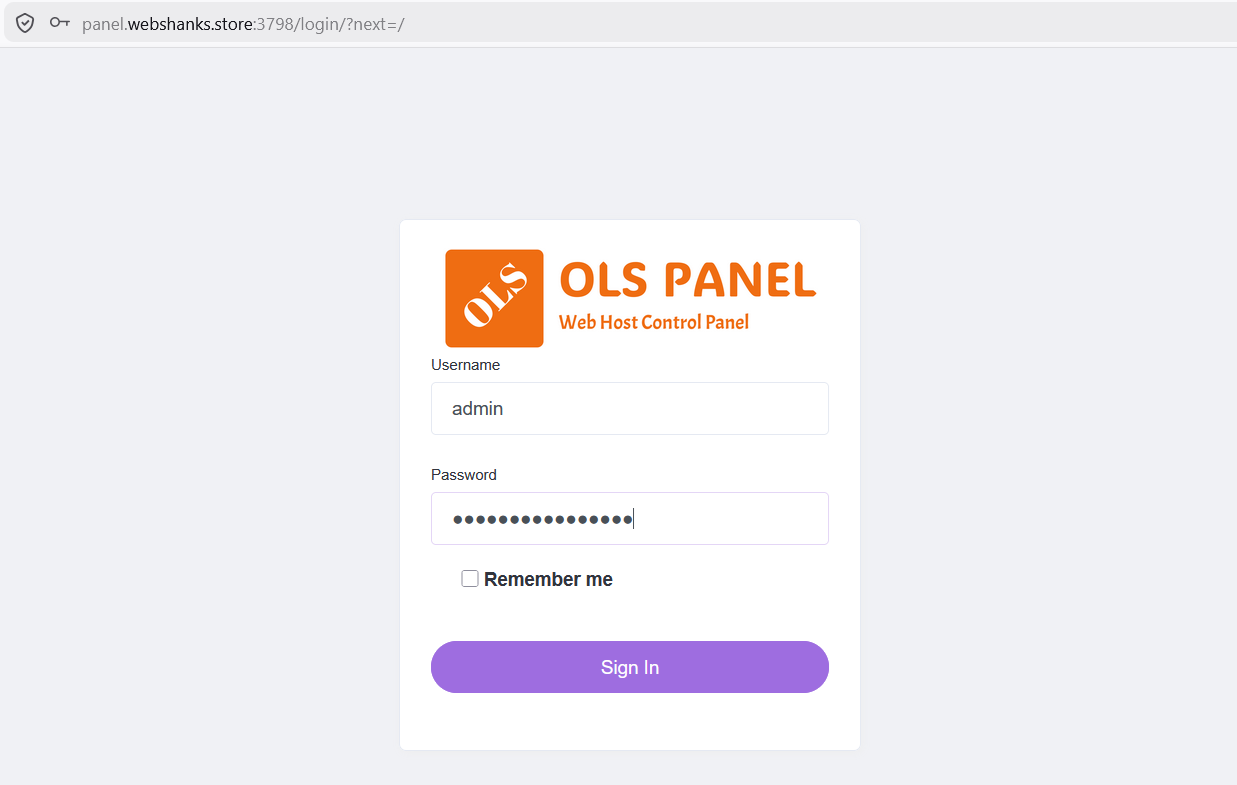 OLS Panel Login with SSL