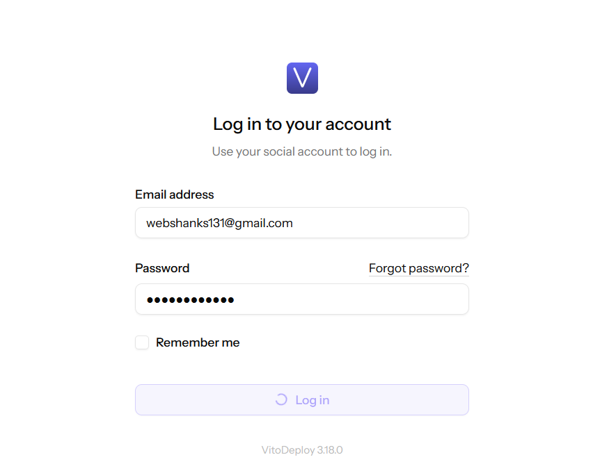 VitoDeploy Login
